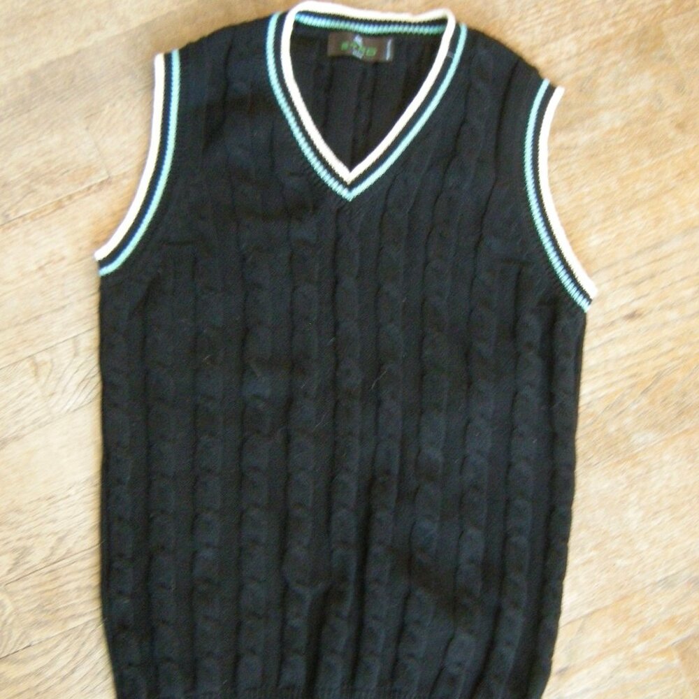Etro Milano  100% Cotton Preppy Cable Knit Vest - Unisex - Men's SMALL - Black